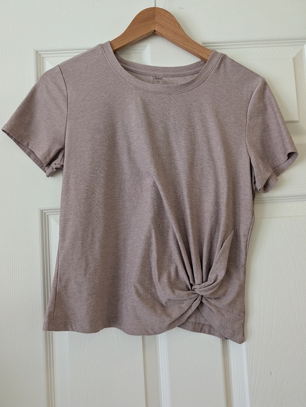 Beyond Yoga Short-Sleeve Knot Front Tee - Mauve Taupe